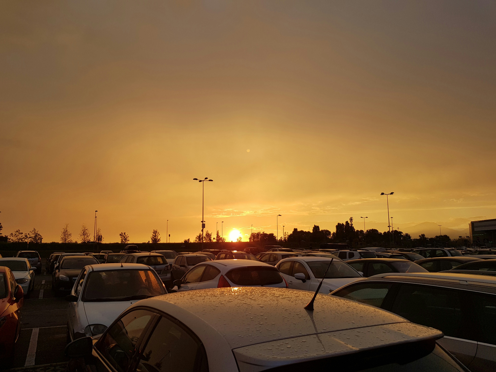 Parking lot at sunset